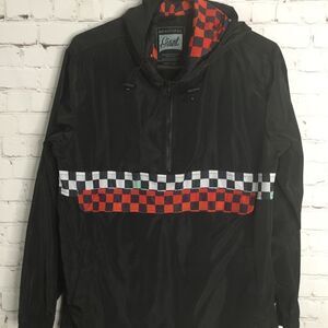 Beautiful Giant Mens Windbreaker Half Zip Jacket Hooded Checkered Size S